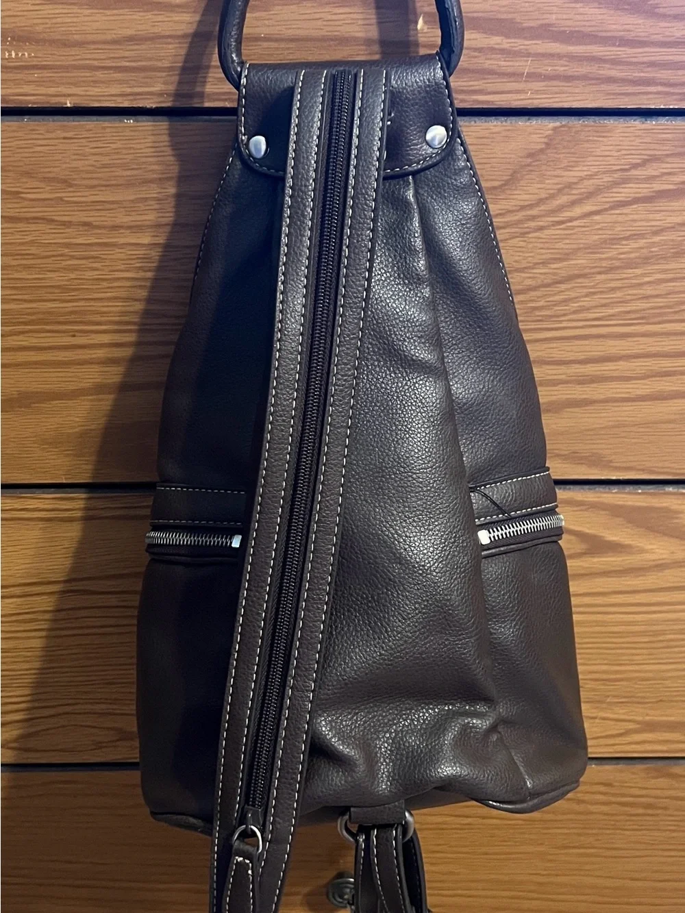 Women’s Brown Leather Sling Backpack - Ninewest